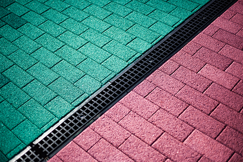 multi-colored paving slabs, tuxture walls, building and repair